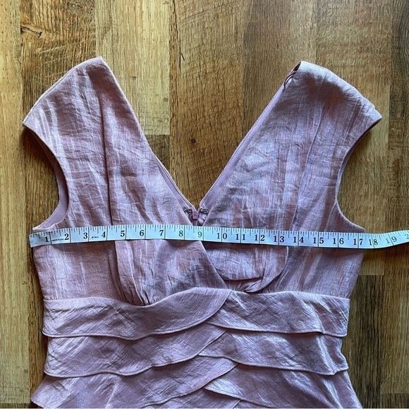 London Times Pink Sheath Dress‎ with Ruched V-Neck - Picture 5 of 9